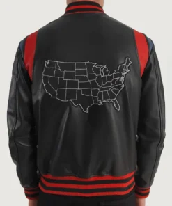 Men's Black Liberte USA Leather Varsity Jacket