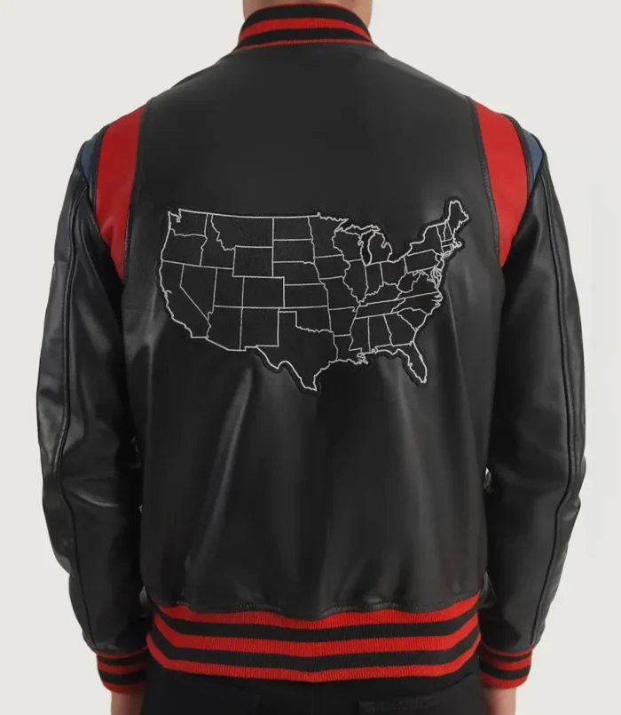 Men's Black Liberte USA Leather Varsity Jacket