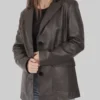 Women's Linda Brown Leather Blazer