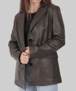 Women's Linda Brown Leather Blazer