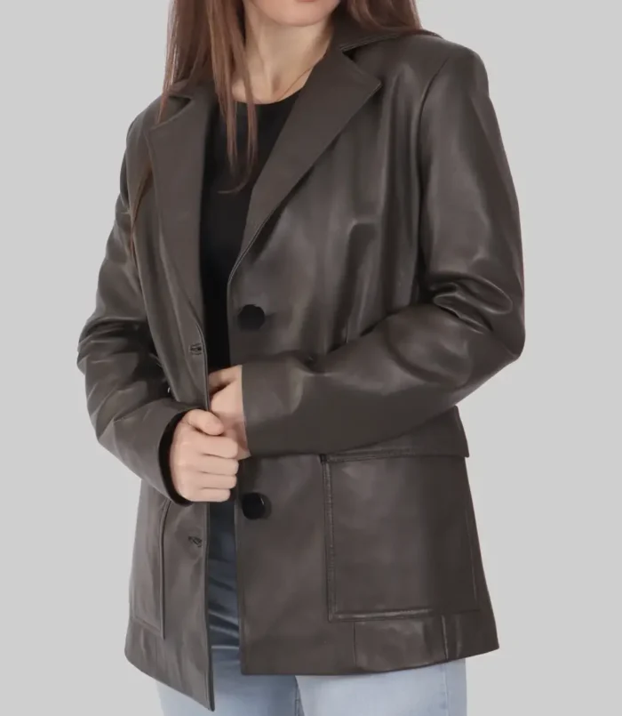 Women's Linda Brown Leather Blazer