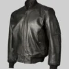 Women’s Lindsay Black Distressed Leather MA-1 Bomber Jacket