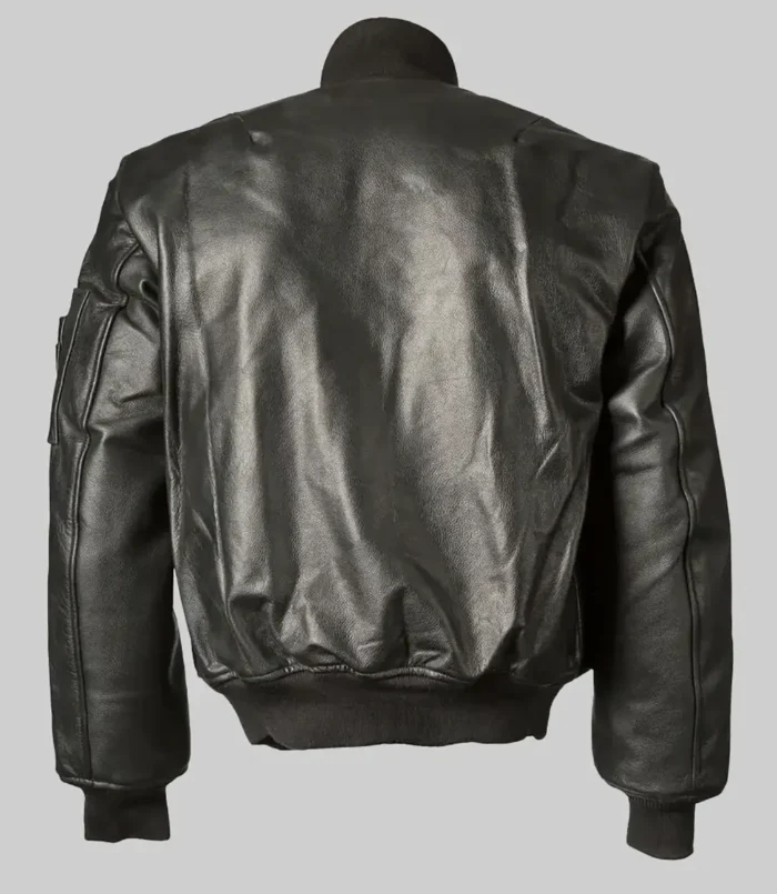 Women’s Black Lindsay Distressed Leather MA-1 Bomber Jacket