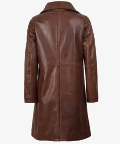 Women's Brown Long Cognac Leather Coat