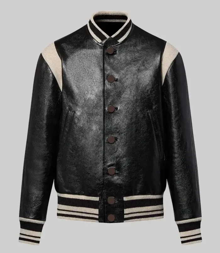 Women’s Louisse Amy Black Leather Varsity Jacket