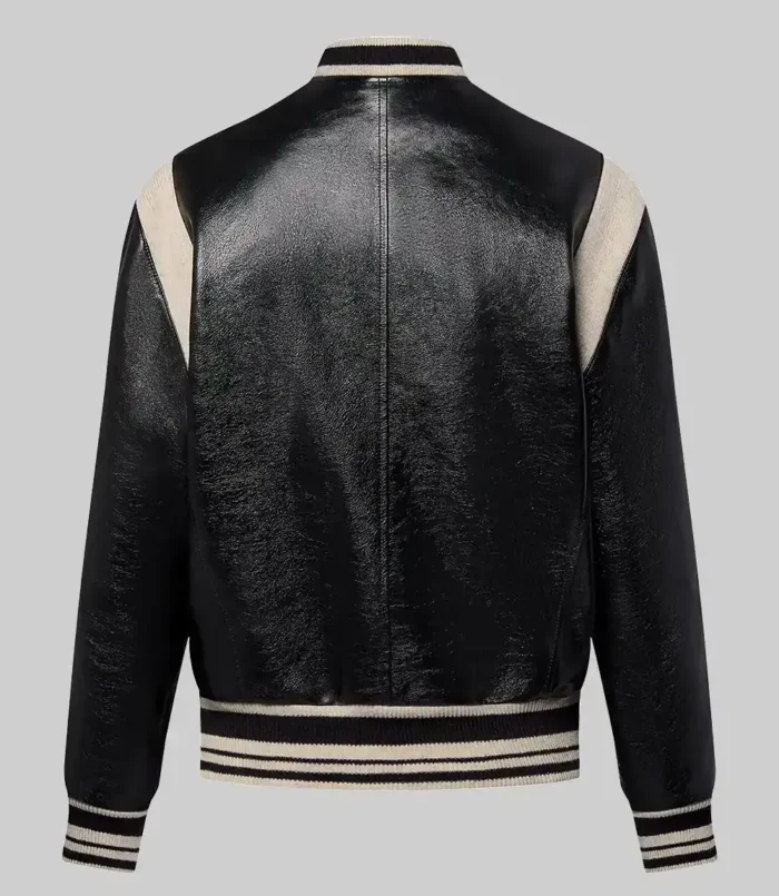 Women’s Black Louisse Amy Leather Varsity Jacket