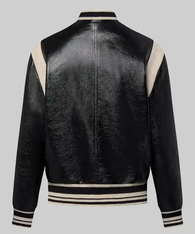 Women’s Black Louisse Amy Leather Varsity Jacket