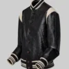 Women’s Black Louisse Amy Leather Varsity Jacket