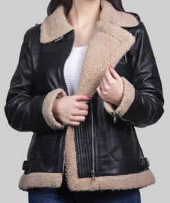 Women's Marilyn Black B-3 Bomber Leather Jacket