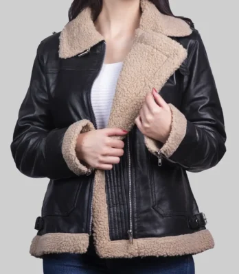 Women's Marilyn Black B-3 Bomber Leather Jacket