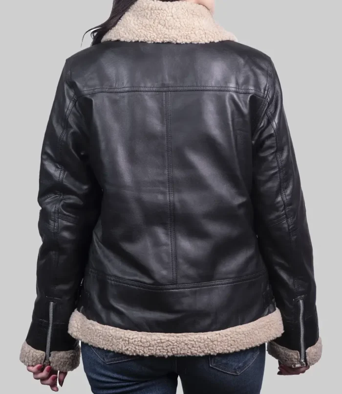 Women's Marilyn Black B-3 Bomber Leather Jacket