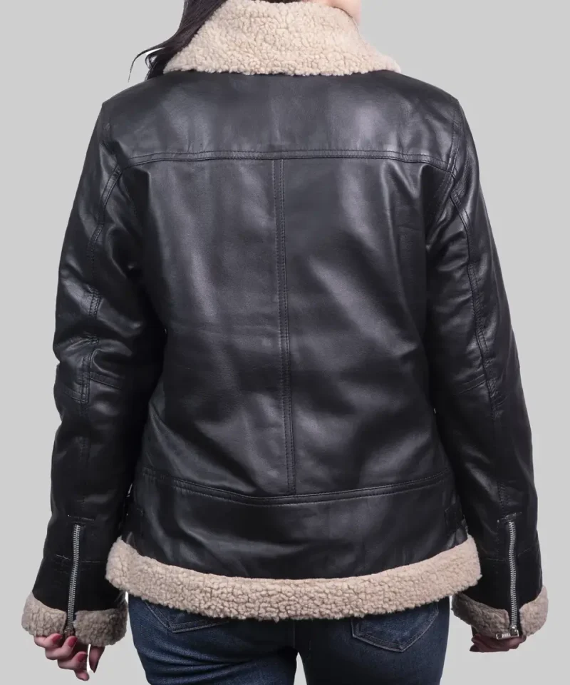 Women's Marilyn Black B-3 Bomber Leather Jacket