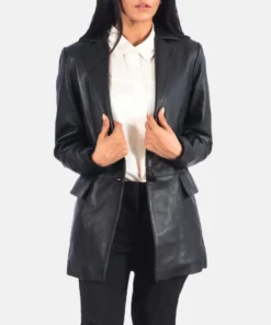 Women's Marilyn Black Leather Blazer