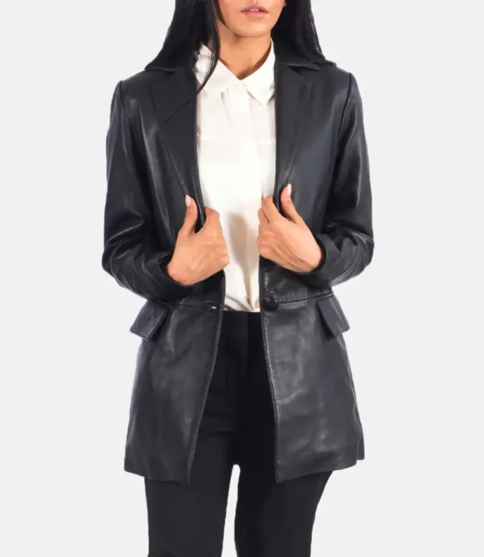Women's Marilyn Black Leather Blazer