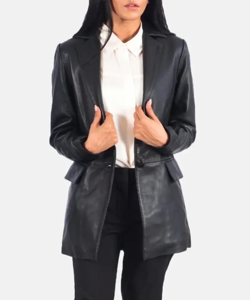 Women's Marilyn Black Leather Blazer