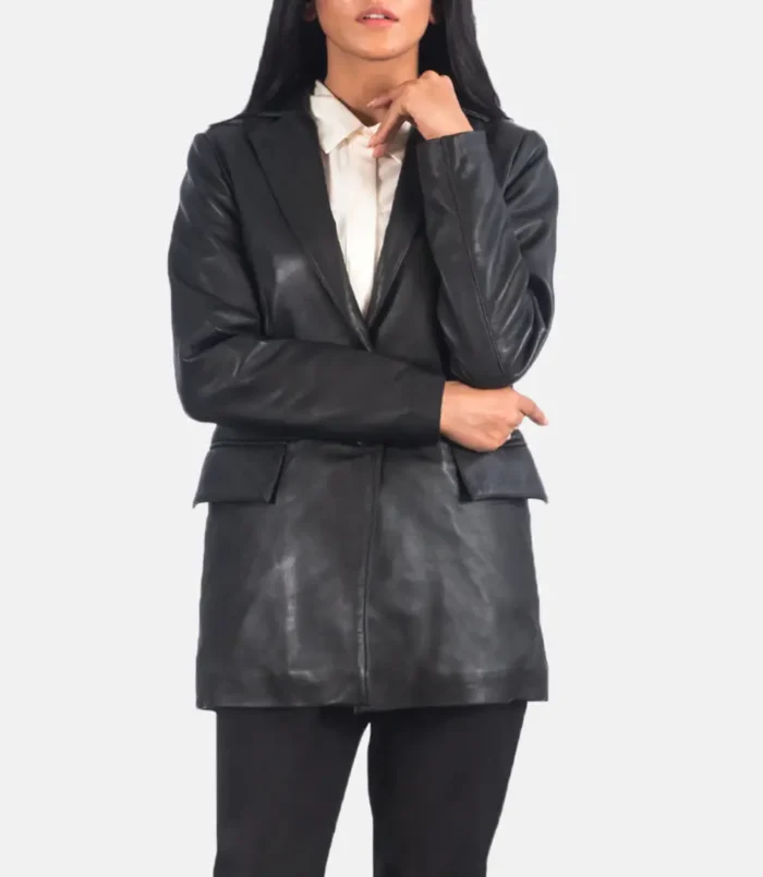 Women's Black Marilyn Leather Blazer