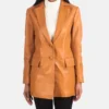 Women's Marilyn Tan Brown Leather Blazer