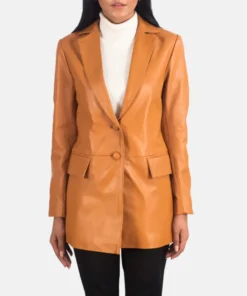 Women's Marilyn Tan Brown Leather Blazer