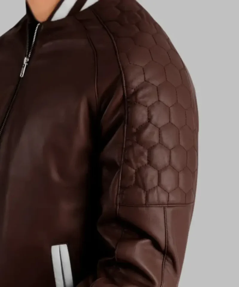 Men’s Maroon Leather Bomber Jacket Genuine Sheepskin Varsity Style