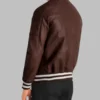 Men’s Maroon Leather Bomber Jacket Genuine Sheepskin Varsity Style