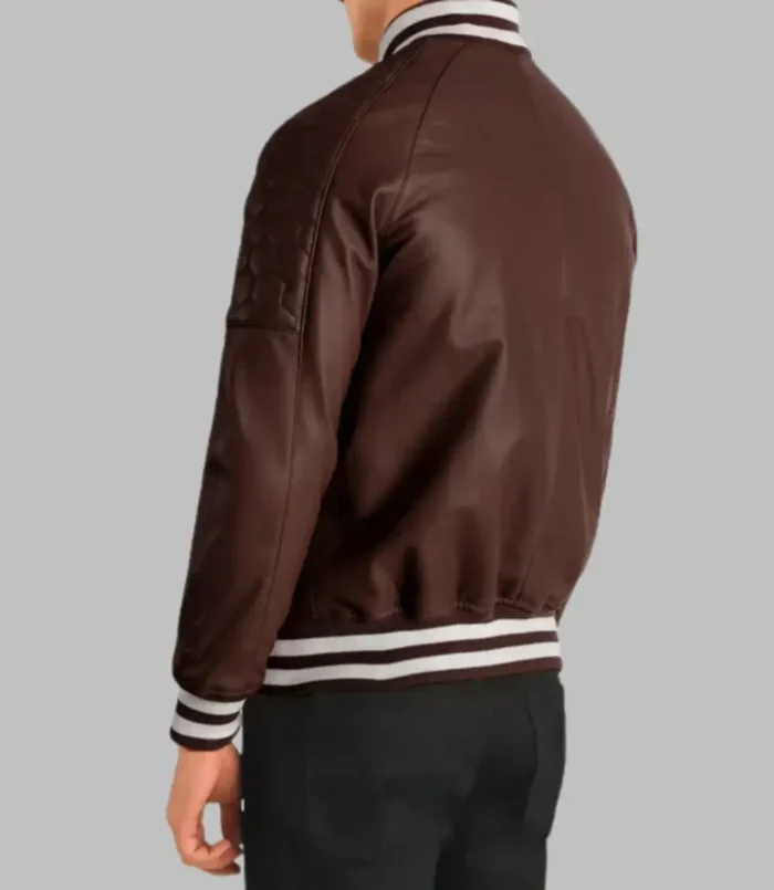 Men’s Maroon Leather Bomber Jacket Genuine Sheepskin Varsity Style