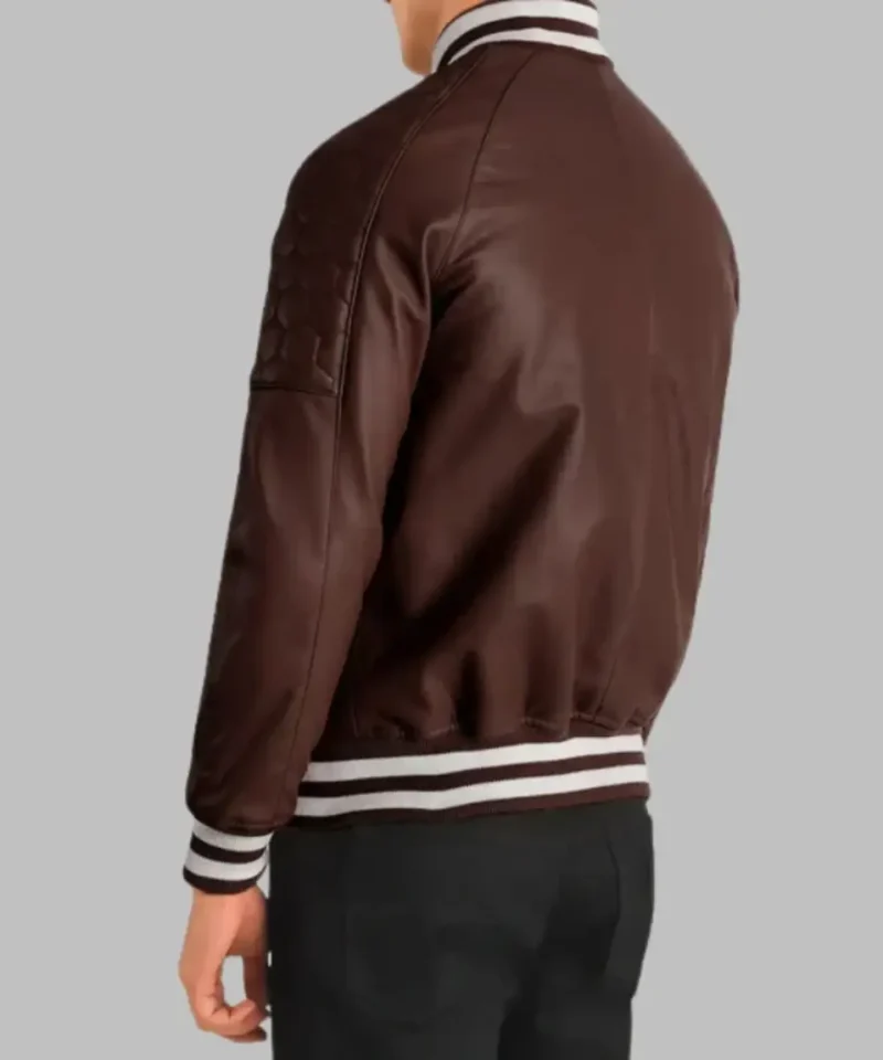 Men’s Maroon Leather Bomber Jacket Genuine Sheepskin Varsity Style