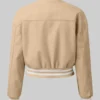 Women’s Mary Beige Leather Varsity Jacket