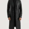 Men's Mateo Black Leather Single Breasted Coat