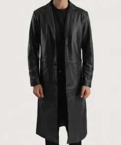 Men's Mateo Black Leather Single Breasted Coat