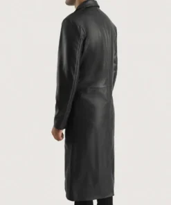 Men's Black Mateo Leather Single Breasted Coat