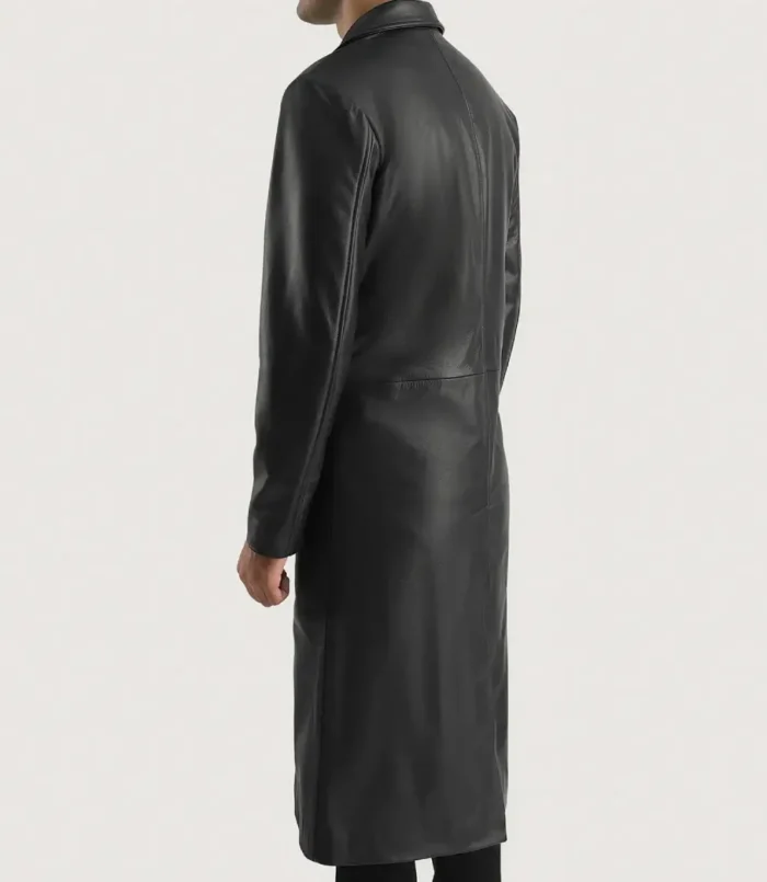 Men's Black Mateo Leather Single Breasted Coat