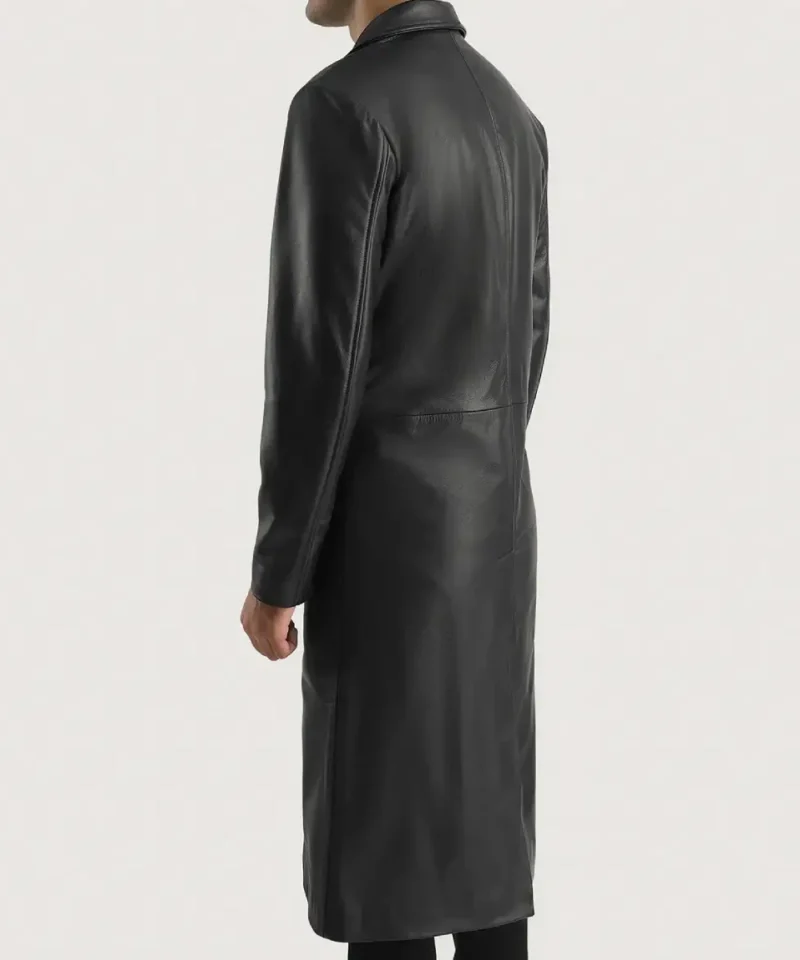 Men's Black Mateo Leather Single Breasted Coat