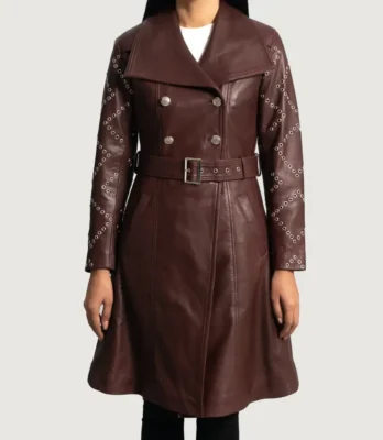 Women's Missoni Maroon Leather Trench Coat