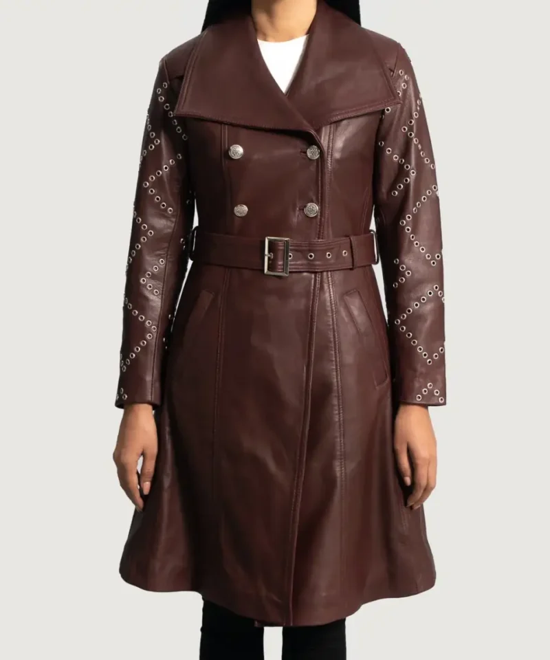 Women's Missoni Maroon Leather Trench Coat