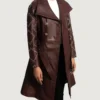 Women's Maroon Missoni Leather Trench Coat