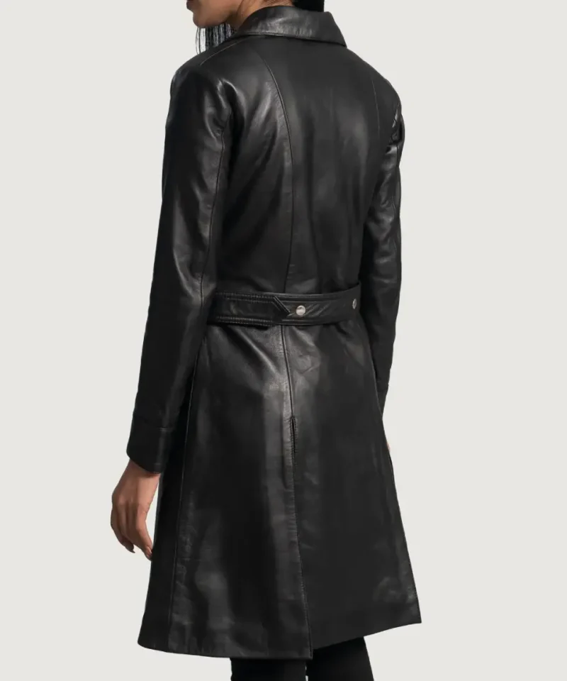 Women's Black Moonlight Leather Trench Coat