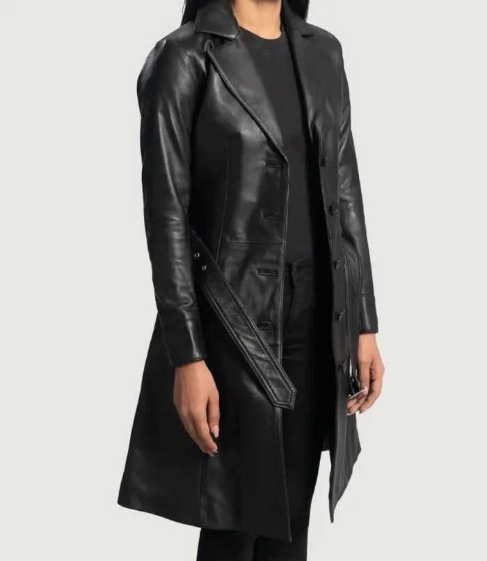 Women's Black Moonlight Leather Trench Coat