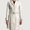 Women's Moonlight Silver Leather Trench Coat