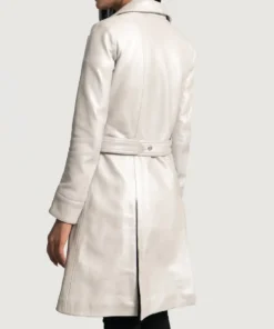 Women's Silver Moonlight Leather Trench Coat
