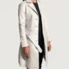 Women's Silver Moonlight Leather Trench Coat