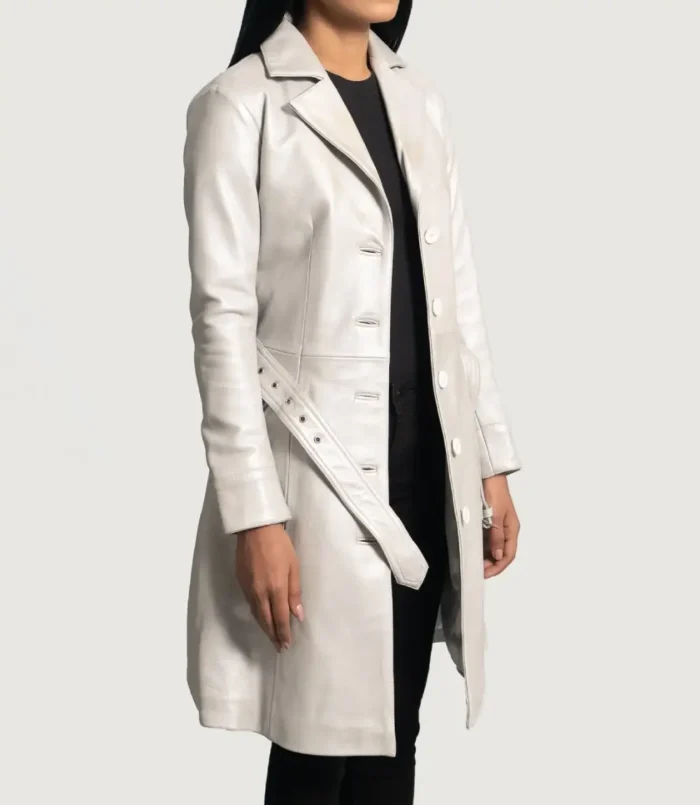 Women's Silver Moonlight Leather Trench Coat
