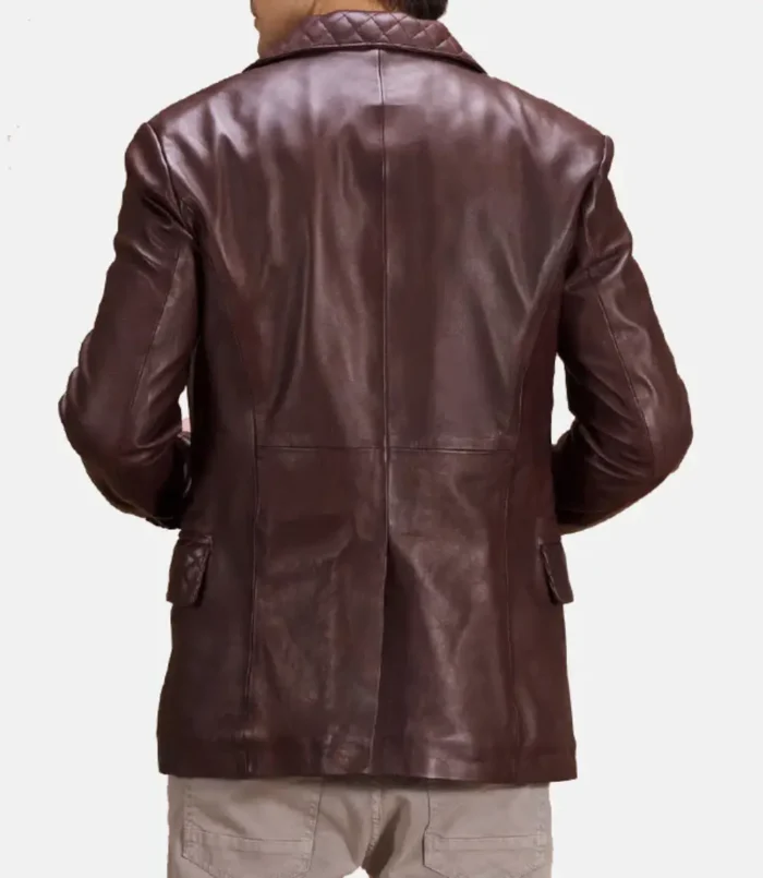 Men's Maroon Radaron Quilted Leather Blazer