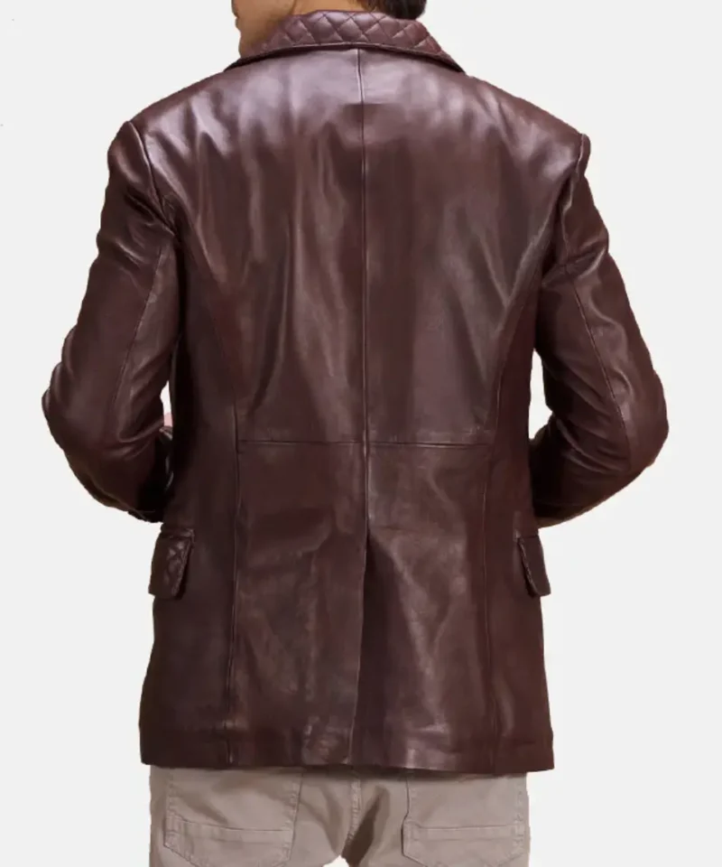 Men's Maroon Radaron Quilted Leather Blazer
