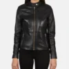 Women's Rave Black Leather Biker Jacket