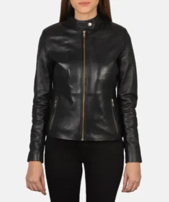 Women's Rave Black Leather Biker Jacket