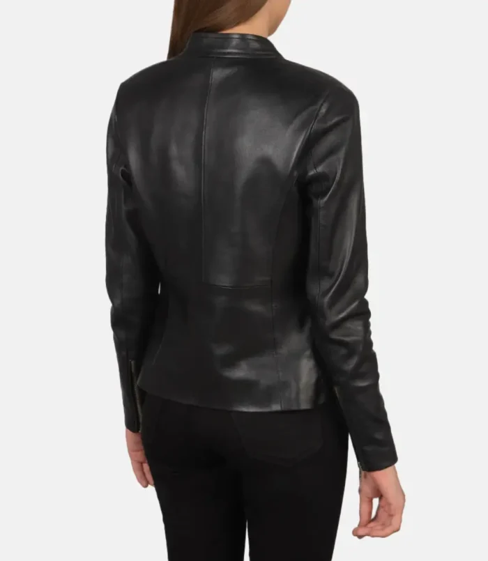 Women's Black Rave Leather Biker Jacket