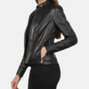 Women's Black Rave Leather Biker Jacket