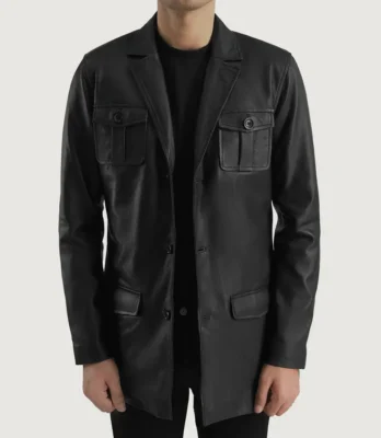 Men's Ray Cutler Black Leather Blazer