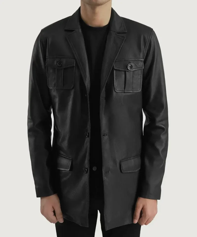 Men's Ray Cutler Black Leather Blazer