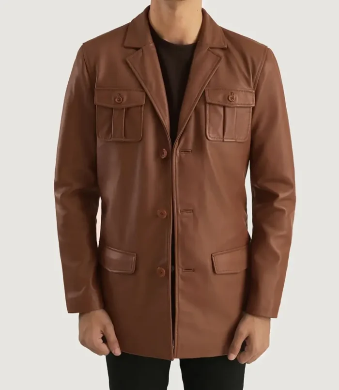 Men's Ray Cutler Brown Leather Blazer